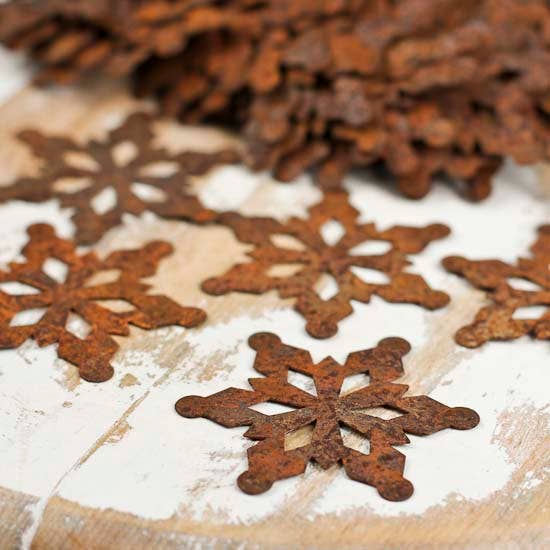 2" Rusty Tin Snowflake Cutouts