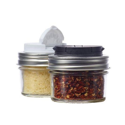 Jarware Spice Lid for Regular Mouth Mason Jar, Black, White