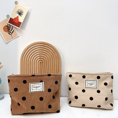 CORDUROY RETRO POLKA DOT MAKEUP BAG