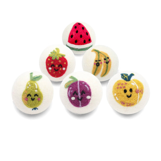 Fruits: Strawberry, Pear, Plum, Bananas... Wool Dryer Balls