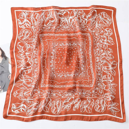 27in Paisley Lace Print Satin Square Scarf Women_CWASC1435