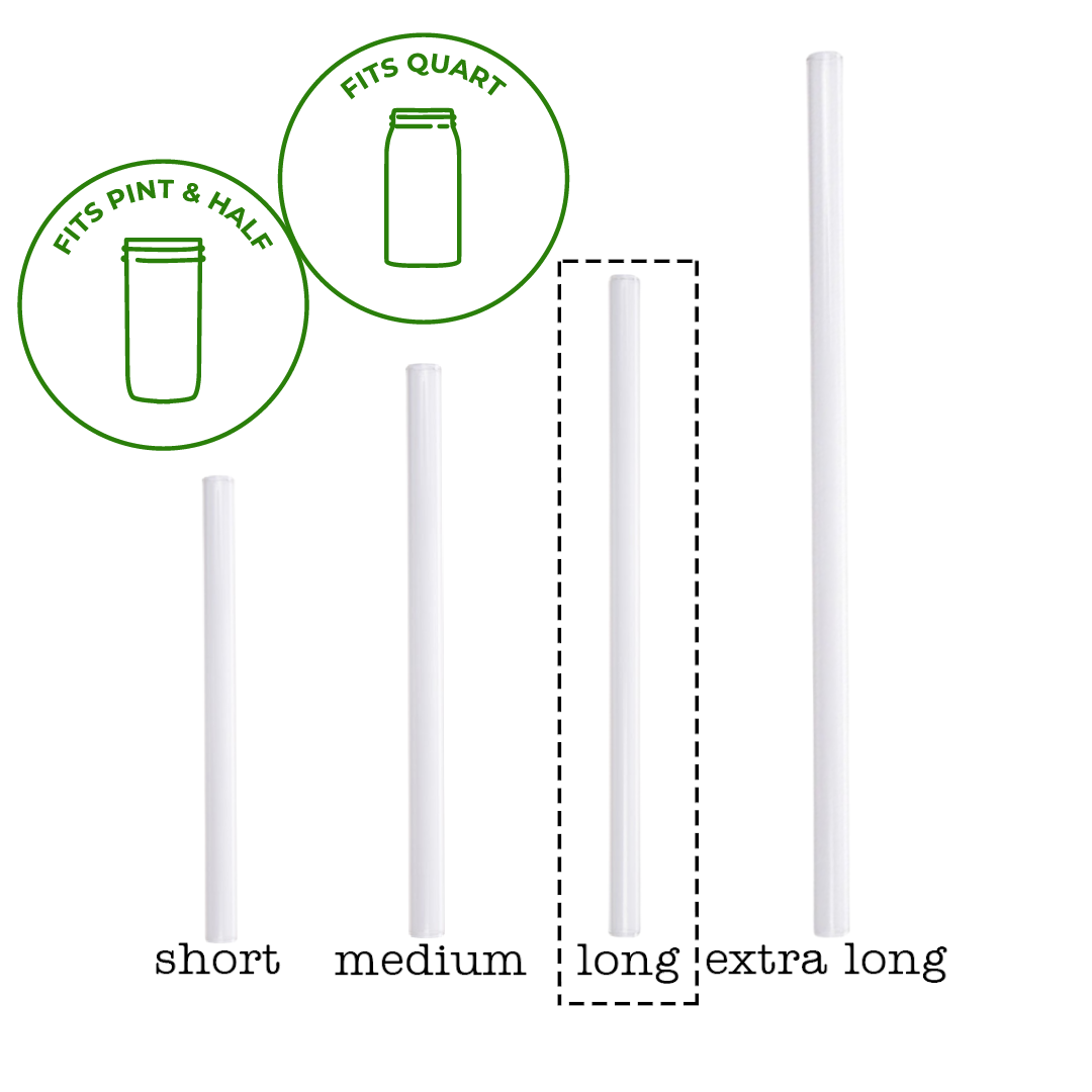 Long Glass Straws for Quart and Pint & Half Mason Jars