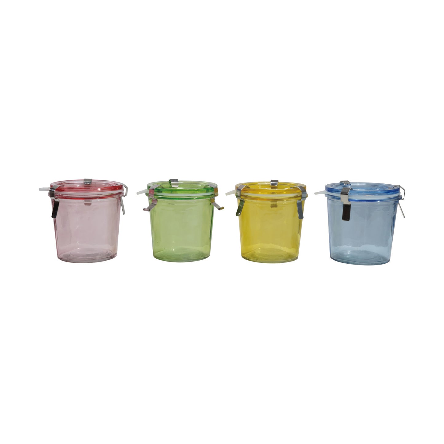 Food Storage Jar with Lid, Rubber Seal & 3 Metal Clamps, 4 Colors
