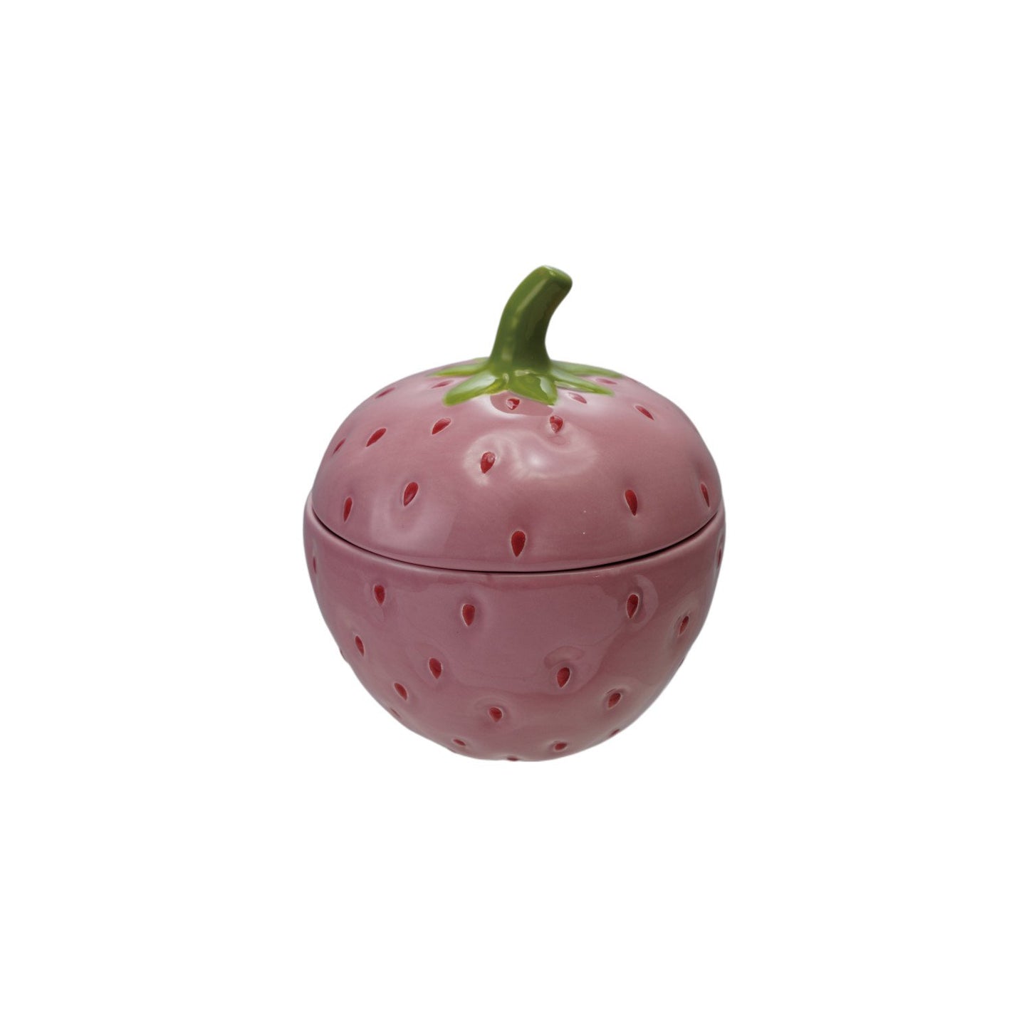 Hand-Painted Ceramic Strawberry Shaped Jar with Lid