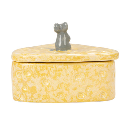 Cheese Shaped Container with Lid & 8 Appetizer Forks, Set of 9