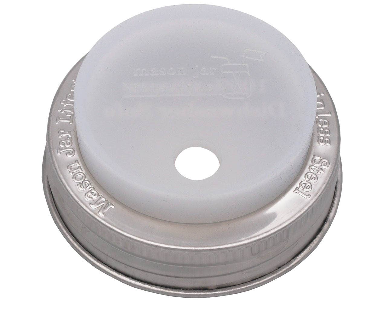 Silicone Straw Hole Tumbler w/ Stainless Steel Band for Jars