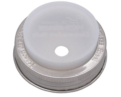 Silicone Straw Hole Tumbler w/ Stainless Steel Band for Jars