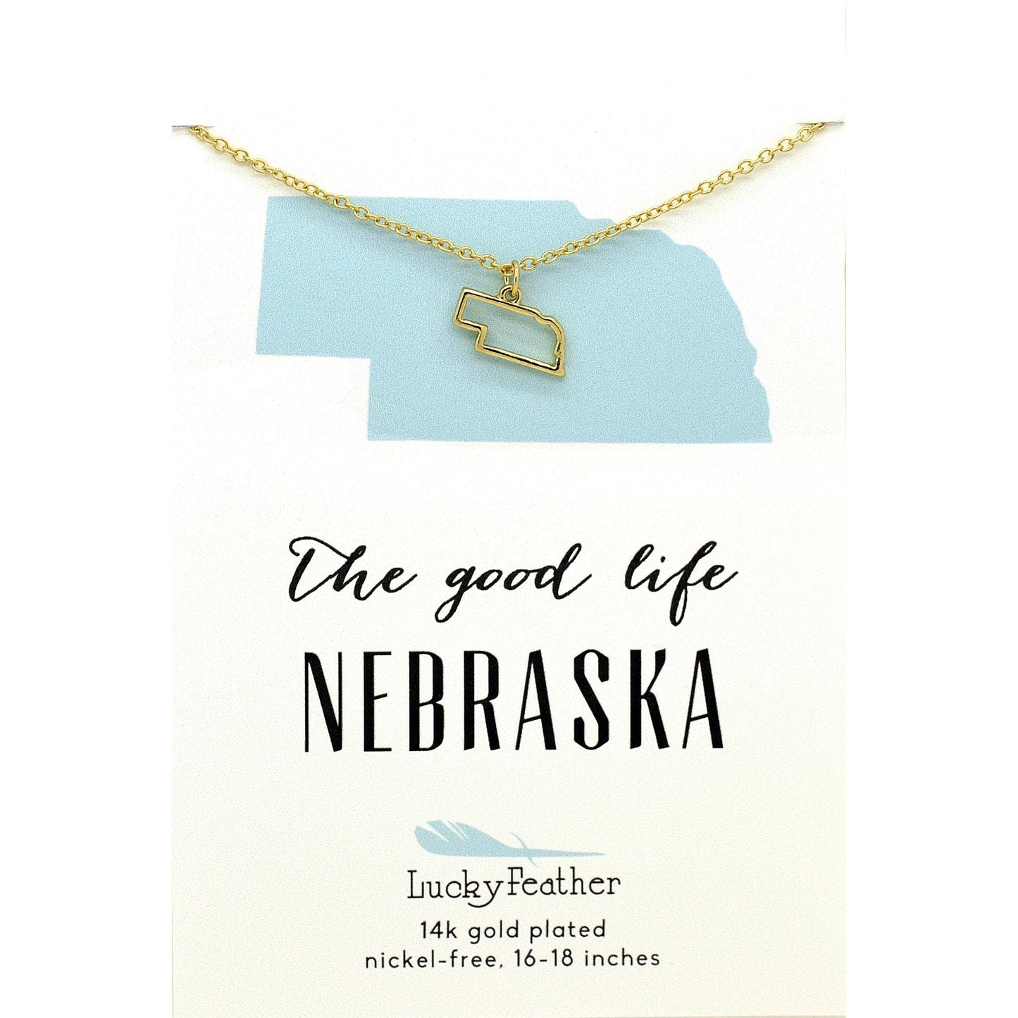 State Necklace - Gold - NEBRASKA