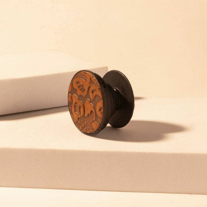 Magnolia Trail Phone Socket for Women in brown with handtooled detail for everyday use