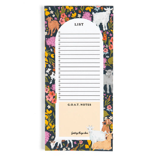 Goat Folk Floral 4x8.5 Market List Notepad