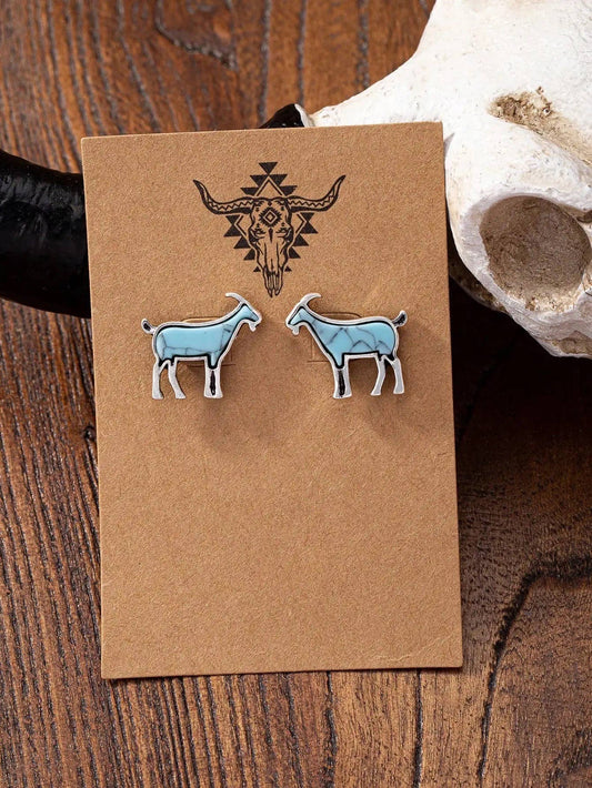 Turquoise Goat - Stud Earrings