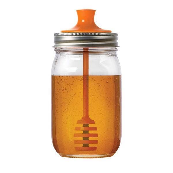 Jarware Honey Dipper Lid for Regular Mouth Mason Jar