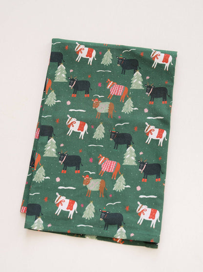 Christmas Cows | Full Pattern Flour Sack Towel