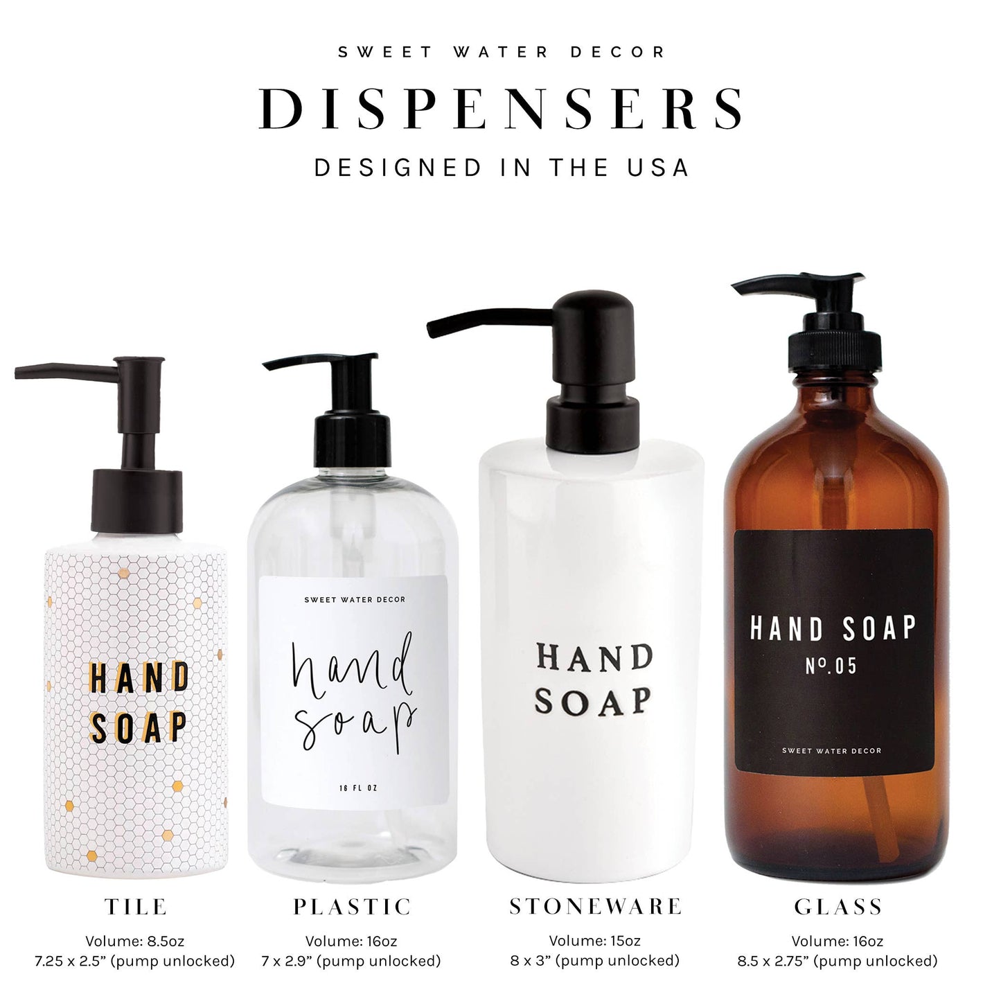 8.5oz Honeycomb Tile Dish Soap Dispenser- Home Decor & Gifts