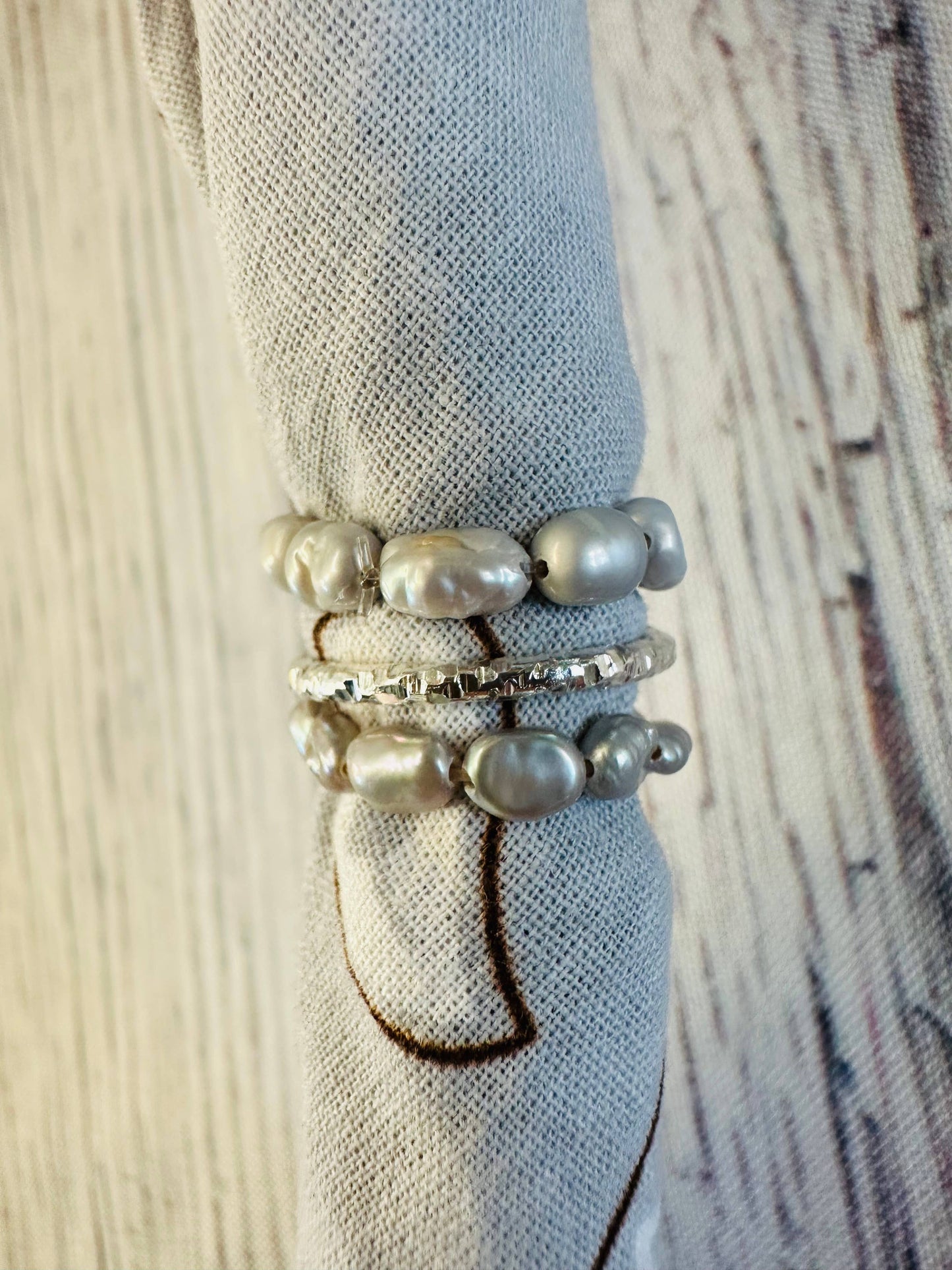 Silver Pearl Stretch Bandana Charm