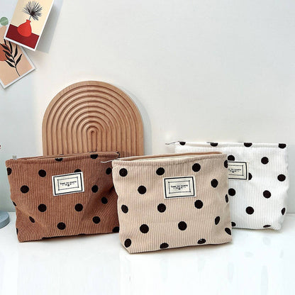 CORDUROY RETRO POLKA DOT MAKEUP BAG