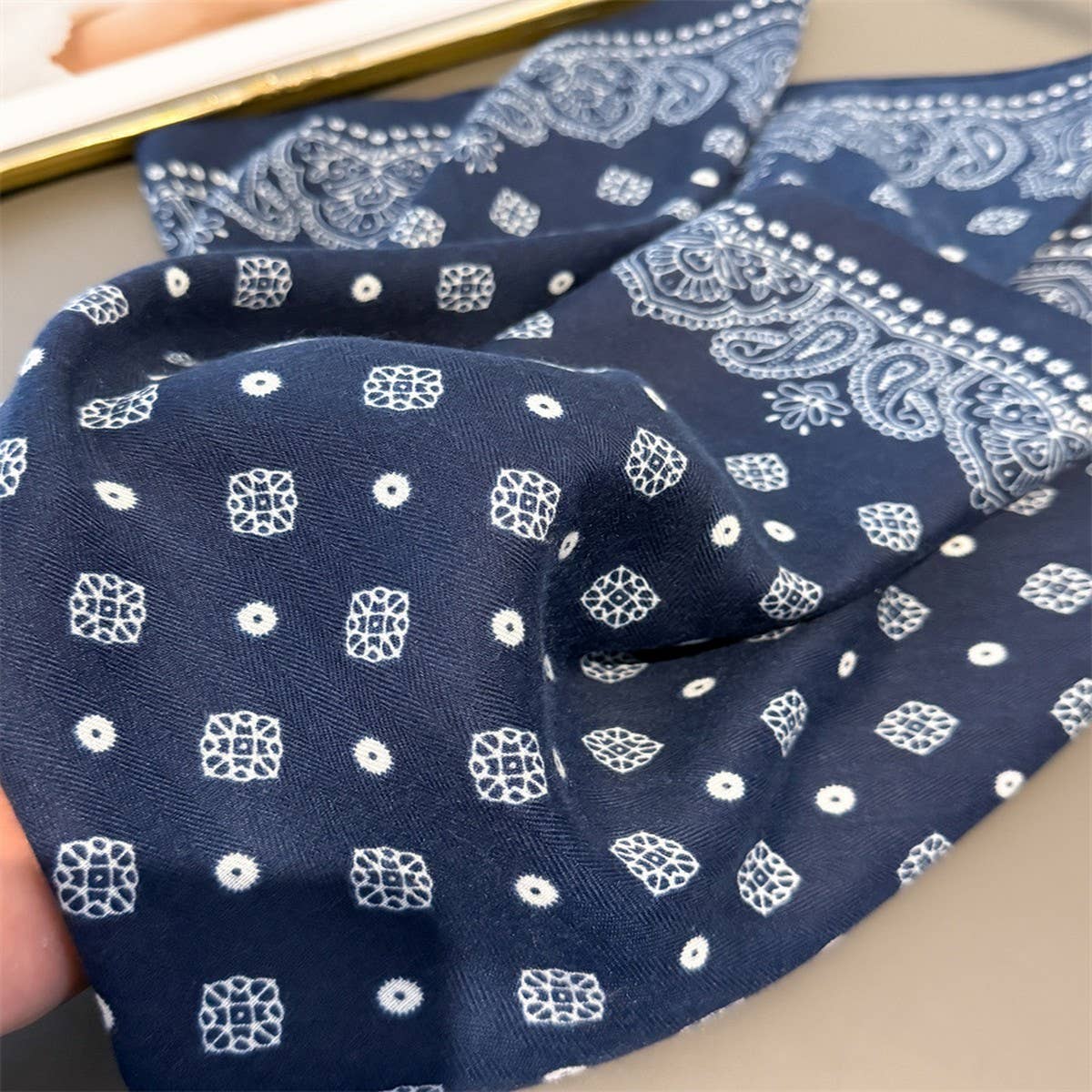 Paisley Herringbone Pattern Silk Scarf_CWASC03316