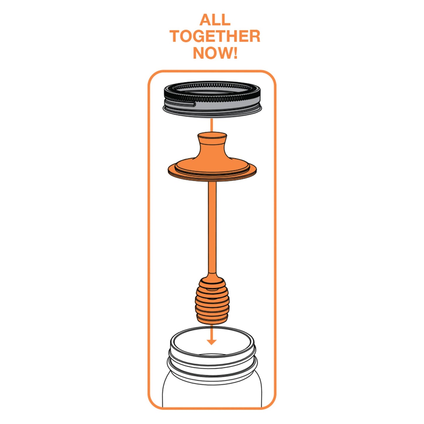 Jarware Honey Dipper Lid for Regular Mouth Mason Jar