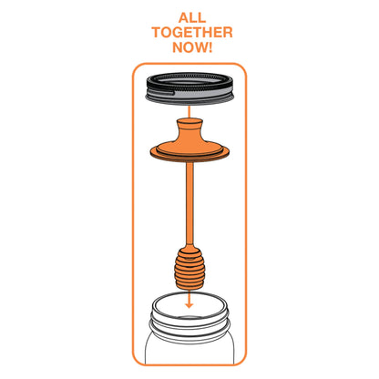 Jarware Honey Dipper Lid for Regular Mouth Mason Jar