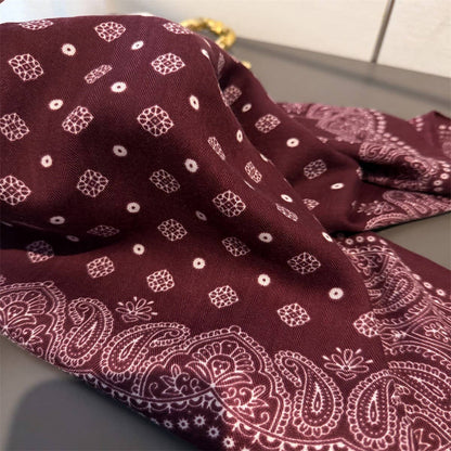 Paisley Herringbone Pattern Silk Scarf_CWASC03316