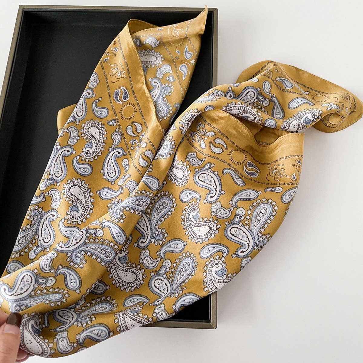 Paisley Satin Square Scarf – 70cm