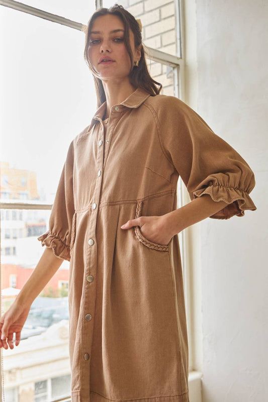 Washed Color Denim Dress