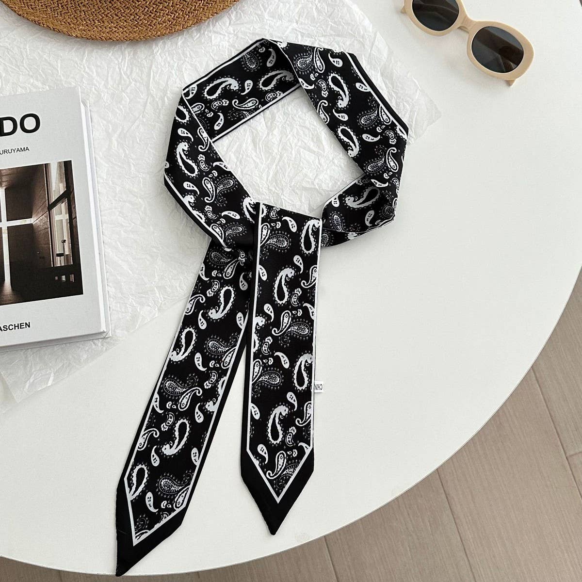 Paisley Long Ribbon Scarf Neck Tie Wrap_CWASC02968