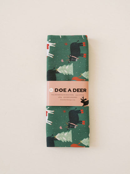 Christmas Cows | Full Pattern Flour Sack Towel